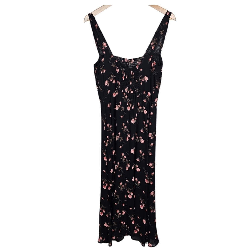 Reformation Fulton Dress Romy Floral Black Pink Midi Size 10 - Picture 5 of 14